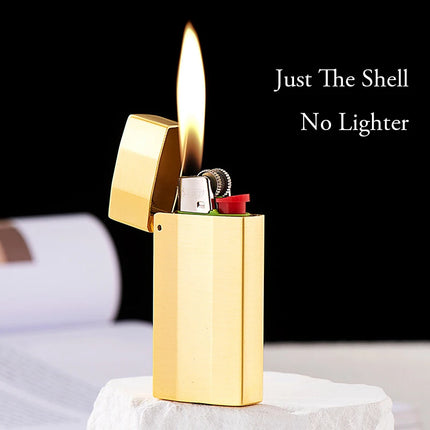 Zinc Alloy Lighter Case For Bic J5 Mini Lighter Vintage Lighter Holder Creative Flip Cover Protective Shell