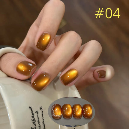 MN 10ml 1-12pcs 2025 Autumn Blue Brown Cat Eye Gel Nail Polish Popular Flash Chocolate Glass Beads Nails Black Nails Christmas