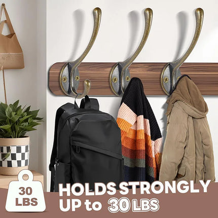 5pcs Heavy Duty Metal Hooks Wall Mounted Retro Double Hooks Utility Antique Hooks For Coat, Scarf, Bag, Towel, Key, Scarf, Hat