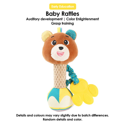 1pcs 0-6 months Dental Gum Hand Grip Plush Doll Can Bite Practice Grasping Parent Baby Interactive Puzzle Rattle Soothing Toy