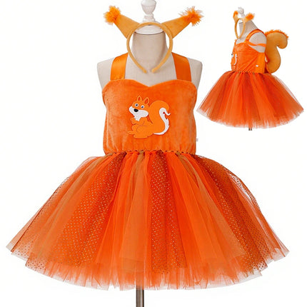 Girl Cartoon Raccoon Sloth Koala Piggy Rabbit Tutu Sling Dress Children Cosplay Festival Performance Dance Costume Headband Sets
