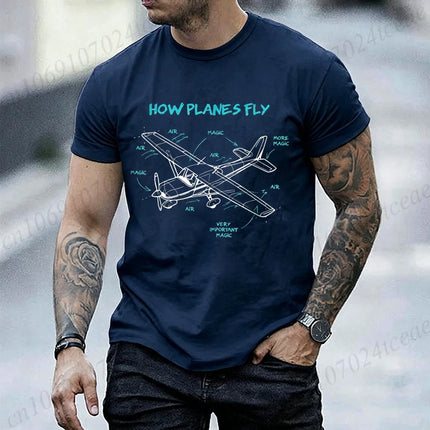 Men's Summer T-Shirts How Planes Fly How Planes Fly Aviation Pilot Graphic Tshirts Women Men T-Shirts Short Sleeve Shirt Tops