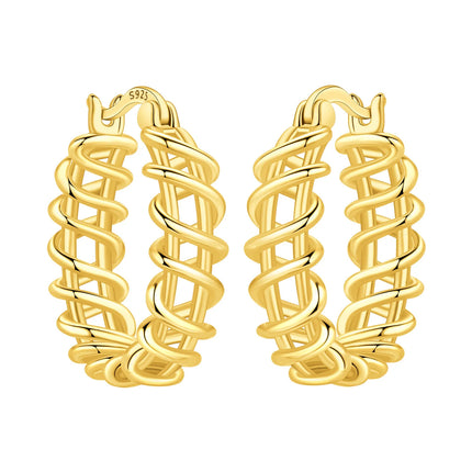 Original 2026 S925 Sterling Silver Zircon 18K Gold Lining Vintage Hoop Earrings for Women Birthday Party Wedding Gift Jewellery