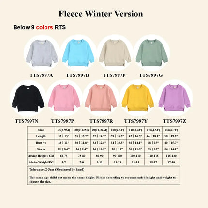 2026 Custom 1-7T Kids Sweatshirt Warm Thicken Fleece Pullovers Clothes Korean Baby Boys Girls Comfortable Hoodies Tops Clothing