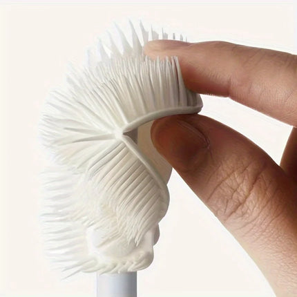 Foldable 360 degree comprehensive cleaning silicone brush with long handle design, reusable for bottles and cups