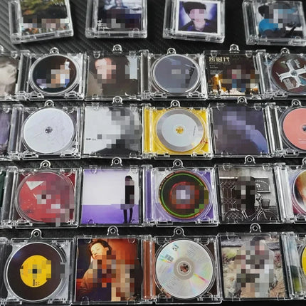 1/50pcs Clear Peripheral Commemorative Album Blank Mini CD Case Pendant For DIY Keychains Backpack Hanging Decoration Keyrings