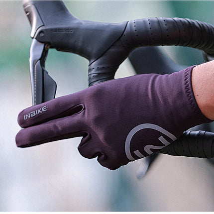 INBIKE 2024 Cycling Gloves Gel Padded for Men Autumn Winter Fleece Road Bike Gloves MTB Full Finger Touchscreen Bike Accessories
