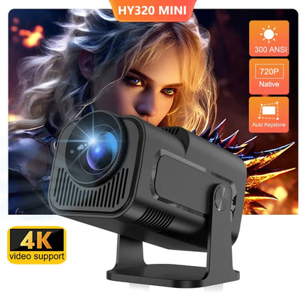 HY320 Mini video projector Native 720P Android 11 Projectors 300ANSI Wifi6 Cinema OutdoorPortable 180° Rotable BT5.0 4K Moive