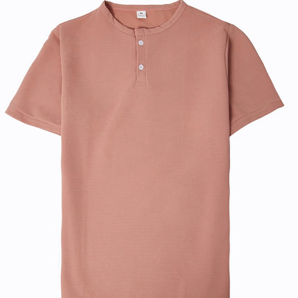 Men's Henley Collar Polo Shirt, Short Sleeve T-Shirt, Summer Casual Button-Down Placket Street Style Base Layer, S-3XL.