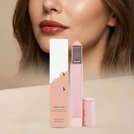 Plumping Lip Gloss Strawberry Pink Long Lasting Lip Tint Hydrating Lip Treatment Hyaluronic Acid Moisturizing Lip Balm