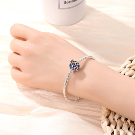 Purple Series 925 Sterling Silver Lily of the Valley Rose Mermaid Witch Hat Charm Fit DIY Bracelet Necklace Charming Gifts