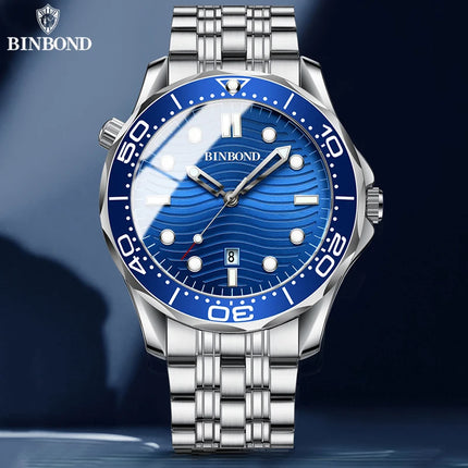 BINBOND Brand New Fashion Ultra-thin Sea Horse Series Men's Business Quartz Watches Waterproof Luminous Sports Casual Men's Watch