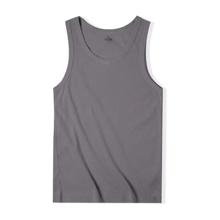 Maden Casual Men's Sleeveless Tank Tops Heavyweight Solid Color Ribbed Vest for Summer Slim Fit Sports Fitness Training T-shirt