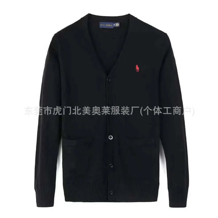 Winter New Style RL Horse Logo Men's Knitted Sweater Button Cardigan Business Casual Cotton Sweater Breathable Machine Washab...
