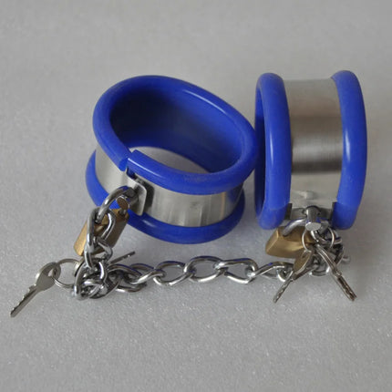 BDSM bondage restraints stainless steel silicone hand ankle cuffs sex toys for couples bed bondage chastity handcuffs
