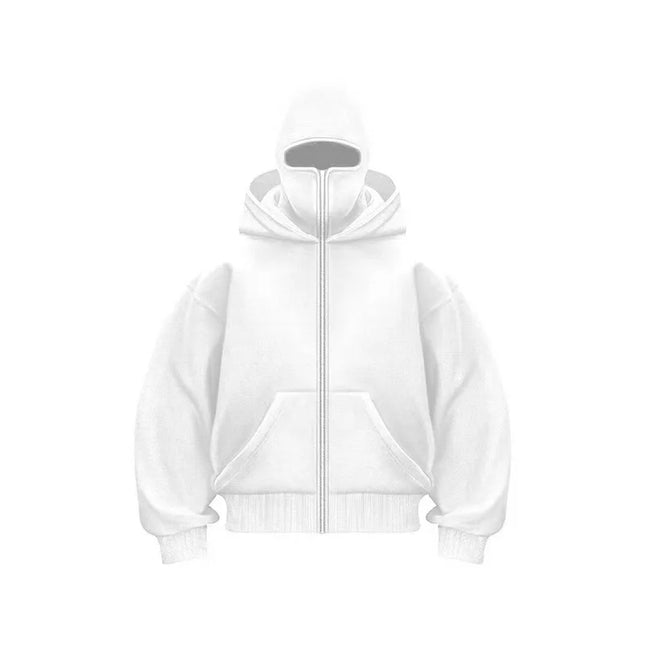 2025 Autumn/Winter Men's Zipper Double Hoodie Casual Sports Shirt with Hooded Mask Design Sports Jacket Top Outdoor Activities