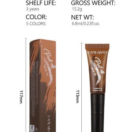 5 Color Peel-off Eyebrow Gel Cream Quick-Drying Lasting Tearing Eyebrow Dye Glue Waterproof Brow Tattoo Eyebrow Enhancer Tint