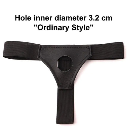 Men's Strap-On Dildo Panties Wearable Hollow PU Leather Penis Lengthening Sleeve Strapon Harness Belt for Male-to-Female