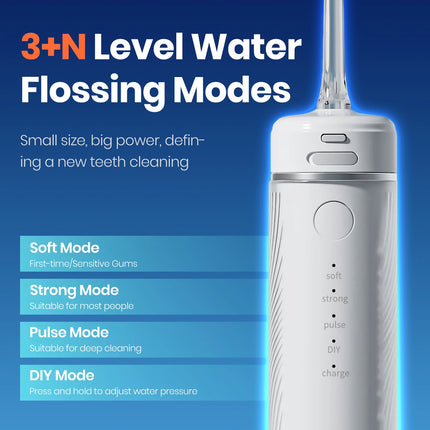 Dr.Yadent Portable Oral Irrigator YDX1 IPX7 Waterproof 4 Nozzles Water Flosser 4 Modes 140ML Water Tank Travel Size Oral Cleaner