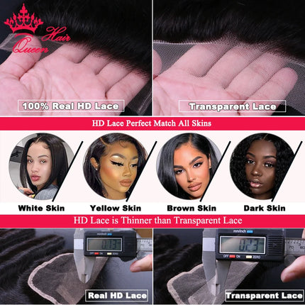 Invisible HD Lace 7x7 6x6 5x5 4x4 Lace Closure With Baby Hair Body Wave Virgin Human Raw Hair Melt Skins Real HD Lace Queen Hair