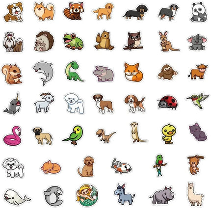 50/100pcs Lovely Cartoon Animal Stickers Fridge Stationary Scrapbook Viny Decal Graffiti Sticker for Kids Teens Toy Gift