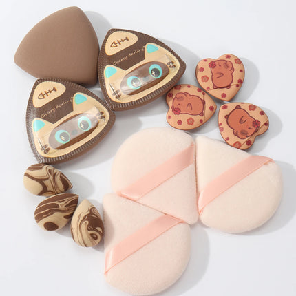 Rice Ball Cat 12-Piece Set, Expands When Exposed to Water, Dual-Use for Wet and Dry, Makeup Sponge Suitable for All Skin Types