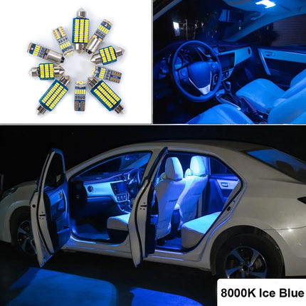 10Pcs For VW Volkswagen Polo 9N 9N3 2002-2005 2006 2007 2008 2009 Car Bulbs Accessories LED Interior Map Dome Ceiling Light Kit