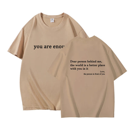 Hot New Youth Men's and Women's Round Neck Letter Printed Short Sleeved Casual Versatile Couple Outfit Pure Cotton T-shirt Top