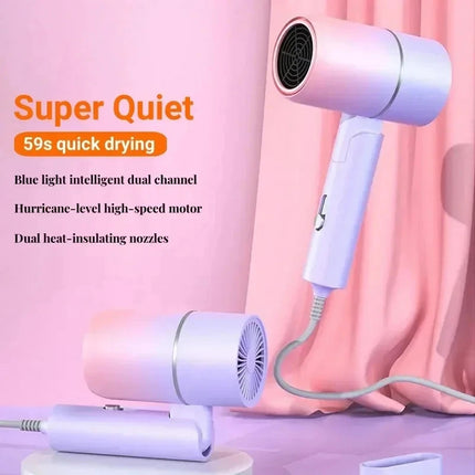 Folding Hairdryer High Power Negative Ion Hair Dryer Home Thermostatic Travel Portable Silent Hair Brush Dryer