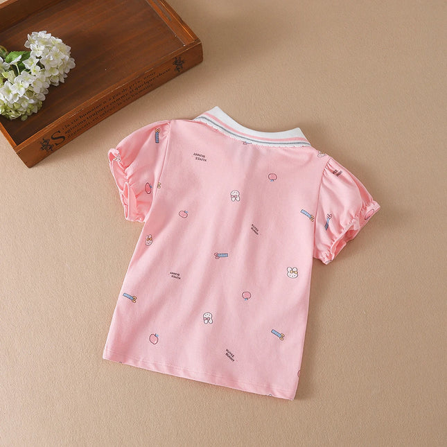 Baby Girls Summer Shirt 2025 New Kids Cotton Short Sleeved Clothes Kids Polo T-shirt Baby Turn-Down Collar Clothes