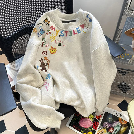 Thickened Long Sleeve Hoodie round Neck American Style Streetwear for Men And Women in Autumn And Winter 2025 Fashion Trend
