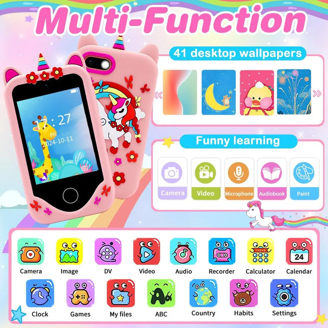 Kids Smart Phone Toy Camera Unicorn Baby Mobile MP3 Music Player Digital Camera Educational Toys Birthday Gifts Girls Boys