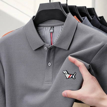 100% pure cotton summer 2025 men's new Polo T-shirt classic version comfortable breathable short sleeve premium embroidered top