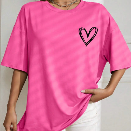 Simple Love Printed Womens T Shirts Summer Breathable Clothes Casual Fashion Short Sleeve Street Oversized All Match T-Shirts