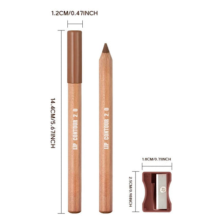 Nude Brown Lipliner Pen Wooden Matte Lip Liner Waterproof Lipstick Pencil Easy To Wear Non-stick Cup Lip Contouring Pen Cosmetic