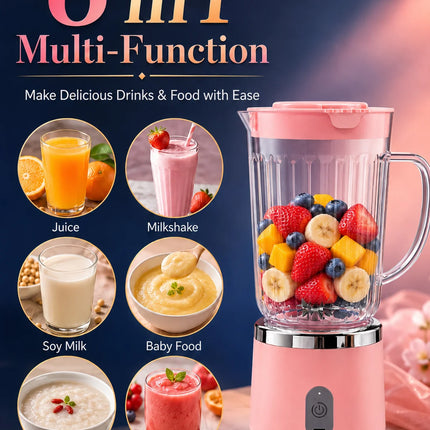 Compact 20cm Mini Portable Blender 800ml Large Capacity USB Charging 304 Steel Blade Smoothie Juicer Cup Easy To Clean