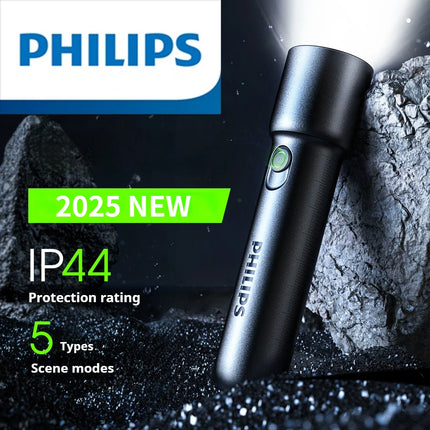 Philips 2025 New EDC SFL1235 Portable Flashlight Rechargeable LED Flashlight, Self-defense, Camping Portable Flashlight