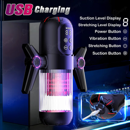 AIERLE Automatic Male Masturbator 9 Vibration 6 Sucking Rotating Licking Telescopic Modes Pocket Pussy Stroker Blowjob Sex Toys