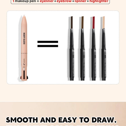 Beauty GlazedMulti-Function Beauty Glazed 4-in-1 Makeup Pen Waterproof Cosmetic Pencil for Eyeliner Brow Lip Highlighter