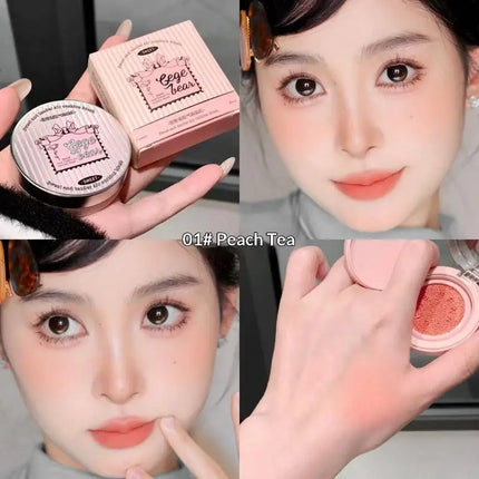 Gege bear 3.5g Matte Cream-Textured Cushion Blush With Puff, Powder-free, Smooth Application, Create Flawless Daily Makeup