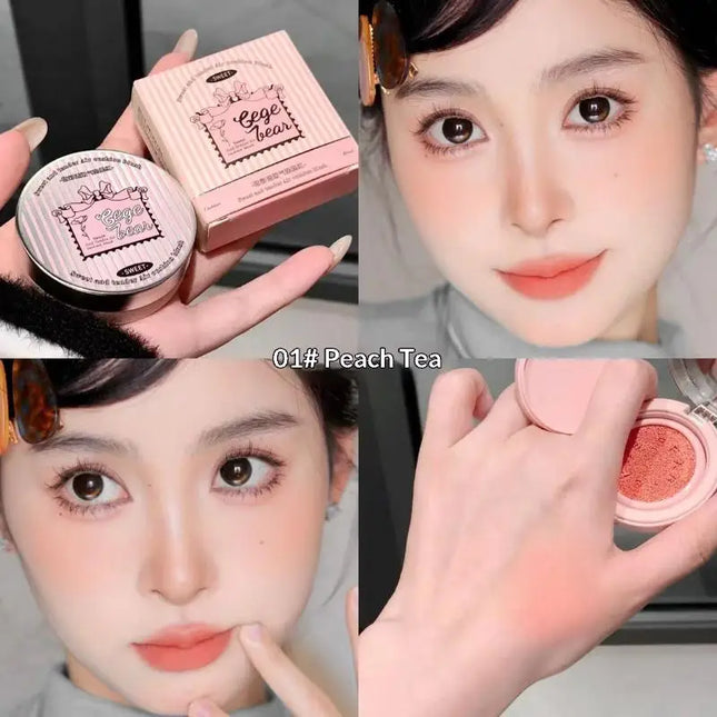 Gege bear 3.5g Matte Cream-Textured Cushion Blush With Puff, Powder-free, Smooth Application, Create Flawless Daily Makeup