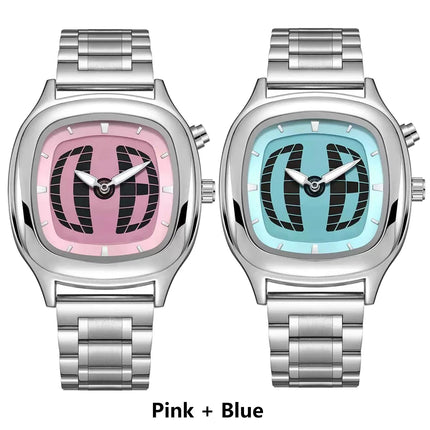 2026New Design Fashion Retro Steel Belt Dual Display Watch Trend Quartz Couple Watch ideal Choice For Birthday & Lover Gifts