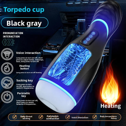 Automatic Male Realistic Masturbator Cup Sucking Pussy Penis Intelligent Voice Vibration Blowjob Machine Pump Adult Sex Toy 18+