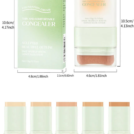 Contour and Concealer Dual-Head Foundation Cream, Moisturizing and Non-tarnishing, Non-caking Foundation Lotion