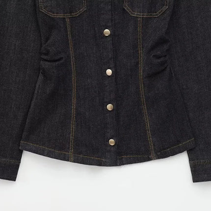 MUJER 2025 Denim Women's Shirt Set Fashion Button up Shirts for Women Long Sleeve Shirts and Blouses Woman Fitness Casual Shirts