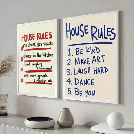 house rules Poster Modern and Elegant Wall Stickers for Home Decor Living Room Dormitory Wall Art