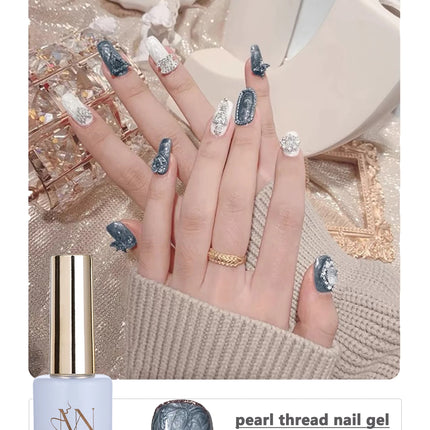 MIANEL 12ML Mother-of-Pearl Mermaid Shimmer Thread Gel Polish 2026 Spring-Summer Collection Fine Glitter Aurora Pearl Nail Art