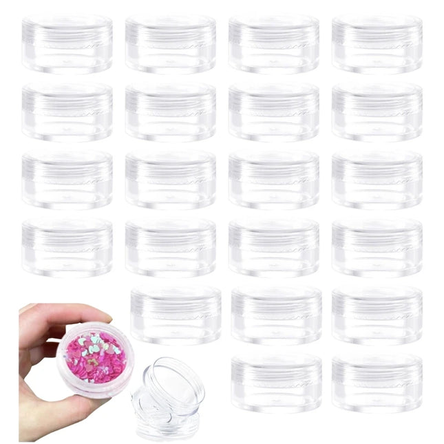 50pcs 5g 10g 15g 20g Mini Empty Clear Cosmetic Jars Refillable Travel Size for Eyeshadow Lip Gloss Cream Lotion Makeup Storage