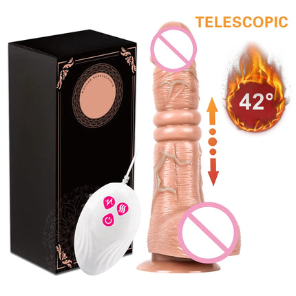 Realistic Dildo Vibrator 7 Speeds Telescopic Heating Vibrating Dildo G-spot Massage Female Masturbation Sex Toys For Women