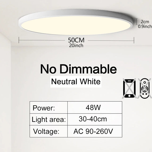 50CM Large Ceiling Lamp Smart APP/Remote Control Dimmable for Bedroom 48W Ceiling Lights AC 110/220V LED Lights for Living Room